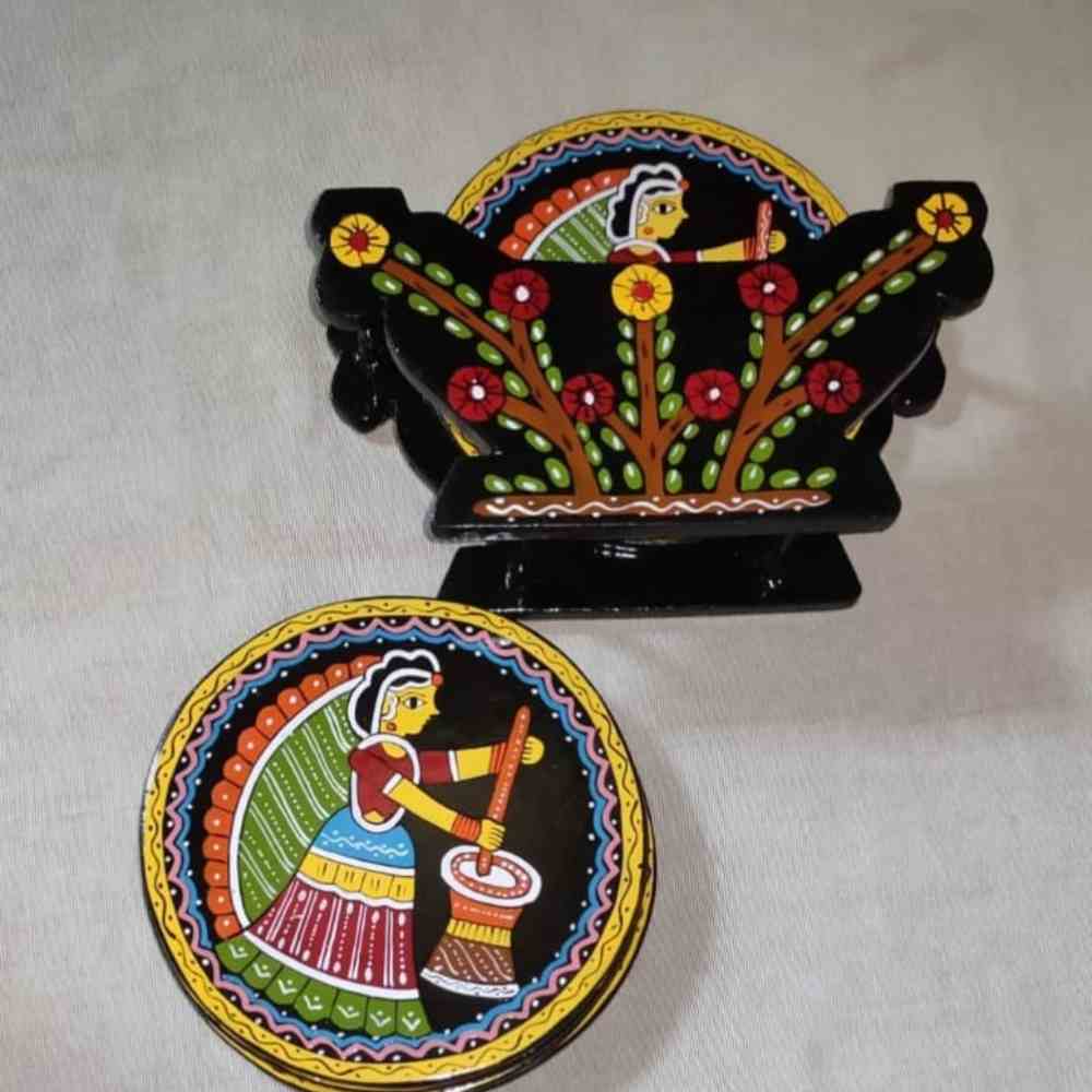 Tussar Saree with Madhubani Bride, Doli, and Kaahar Painting